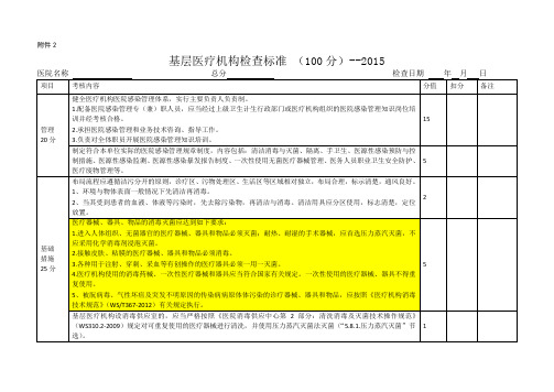 院内感染检查表