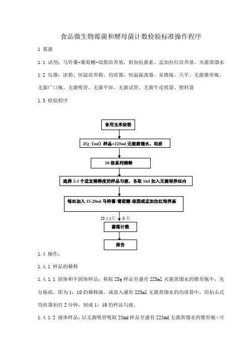 食品微生物霉菌和酵母菌计数检验操作规程