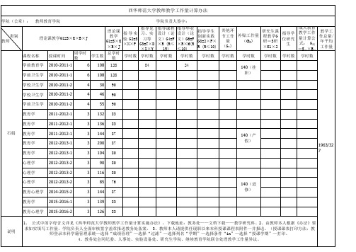 西华师范大学教师教学工作量计算办法