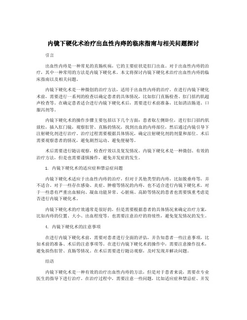 内镜下硬化术治疗出血性内痔的临床指南与相关问题探讨