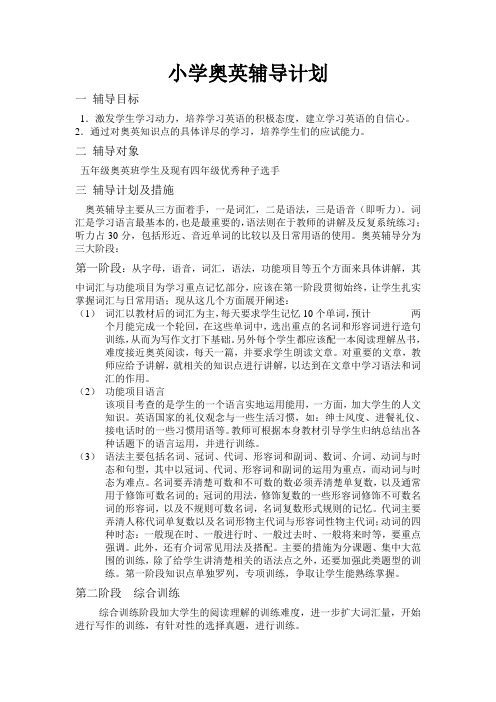 小学奥英辅导计划