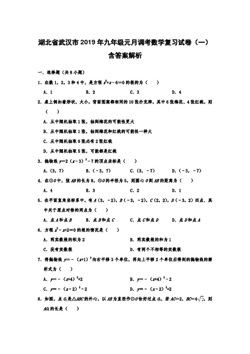  湖北省武汉市2019年九年级元月调考数学复习试卷(一)含答案解析