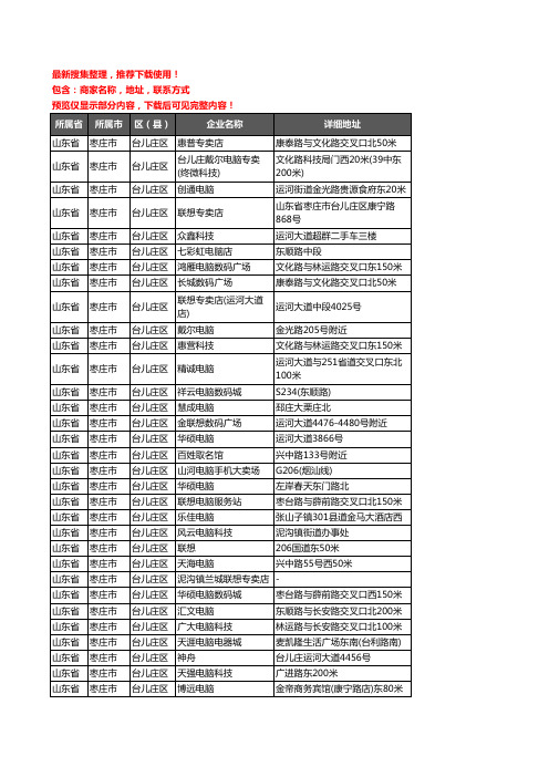 新版山东省枣庄市台儿庄区电脑企业公司商家户名录单联系方式地址大全37家