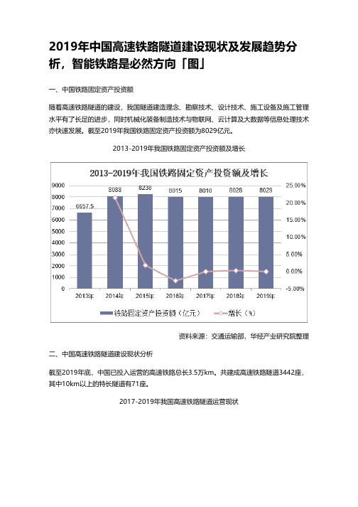 2019年中国高速铁路隧道建设现状及发展趋势分析,智能铁路是必然方向「图」