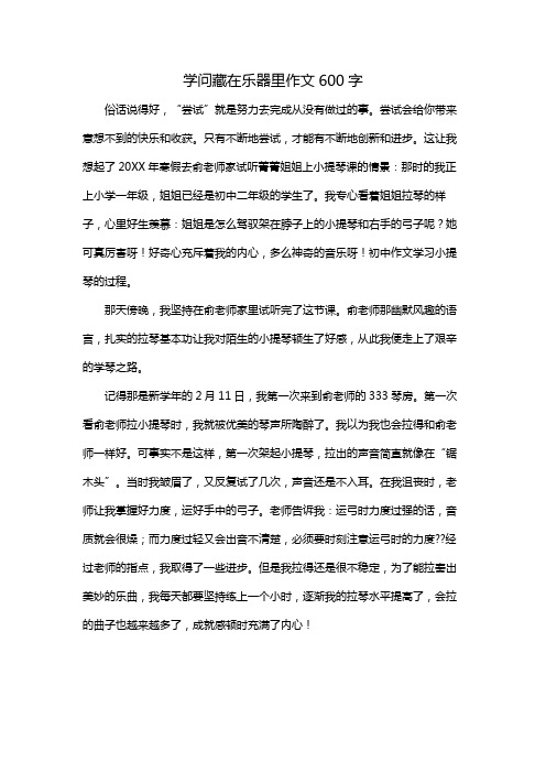 学问藏在乐器里作文600字