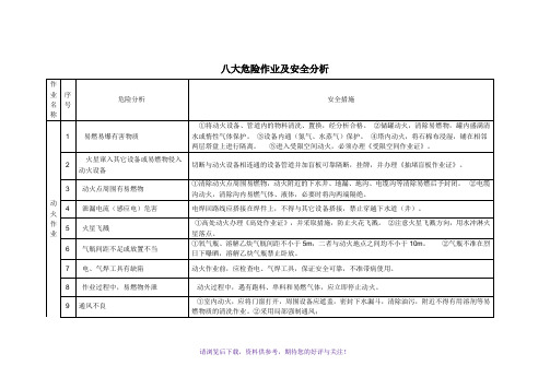 八大危险作业及安全分析