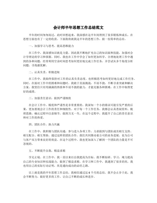 会计师半年思想工作总结范文