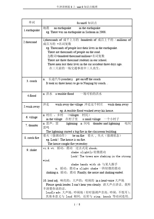 牛津译林版8上 unit 8知识点梳理