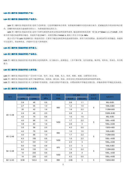 三螺杆泵保温沥青泵型号及参数