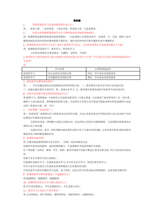 教师招聘考试教材教法考点习题整理