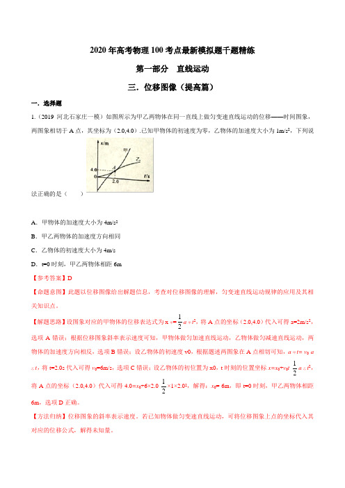 专题1.3 位移图像(提高篇)-2020高考物理100考点最新模拟题千题精练