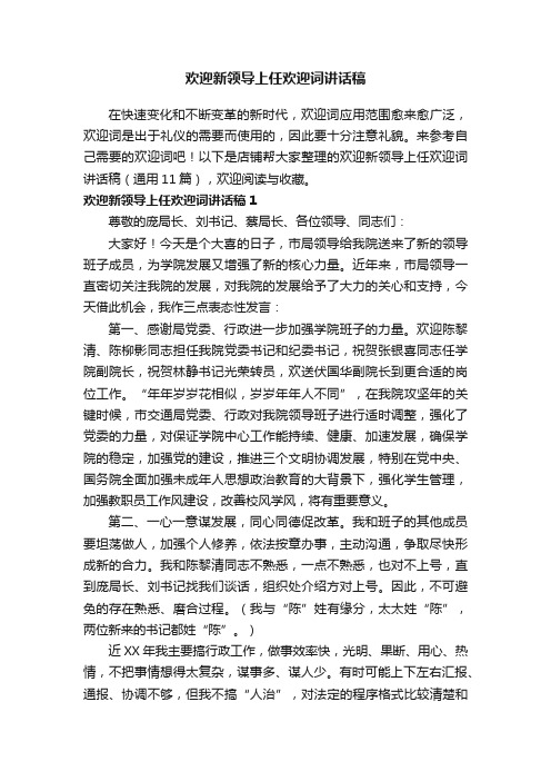 欢迎新领导上任欢迎词讲话稿