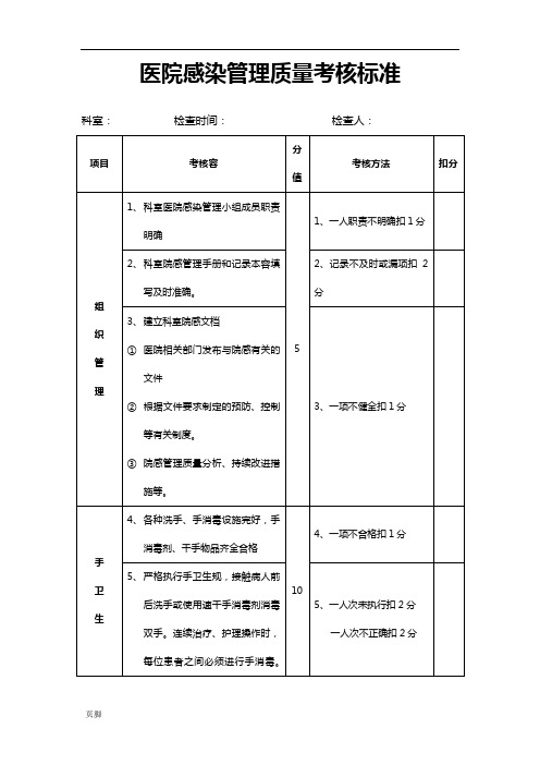 2015新临床科室医院感染管理系统高质量考核实用标准化