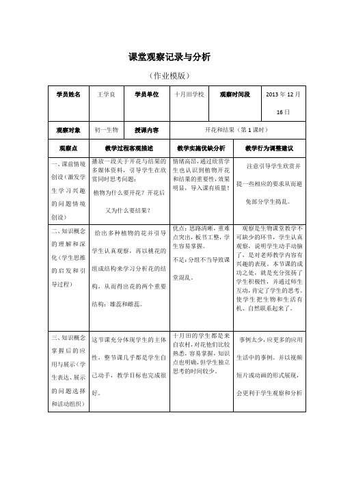 课堂观察记录与分析(作业模版)[1]