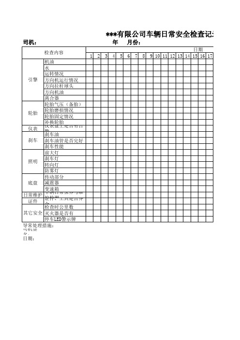 车辆日常安全检查记录表