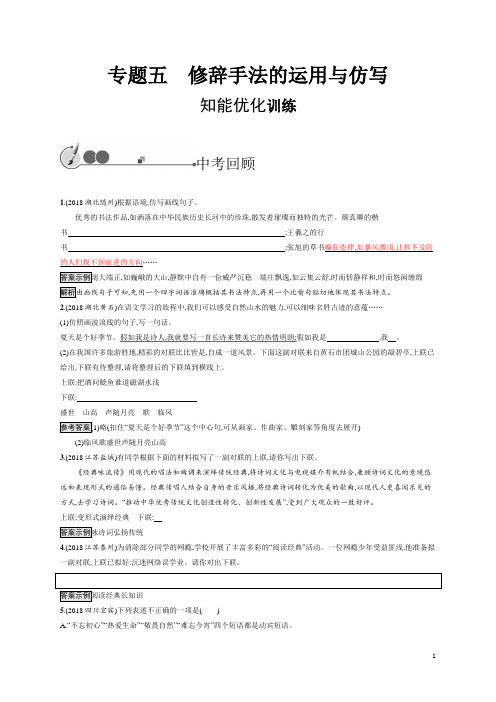 (最新)2019中考语文  专题训练 专题五 修辞手法的运用与仿写