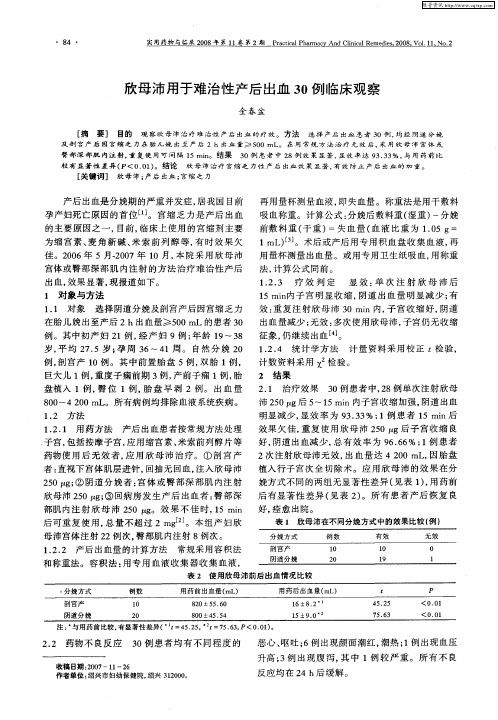 欣母沛用于难治性产后出血30例临床观察