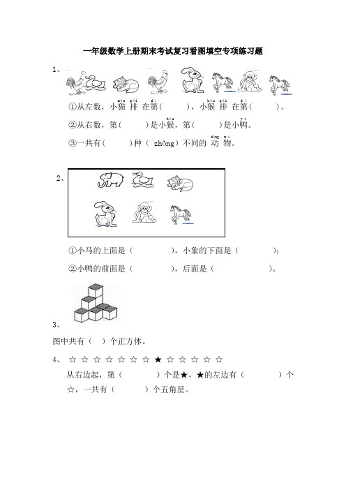 一年级数学上册期末考试复习看图填空专项练习题