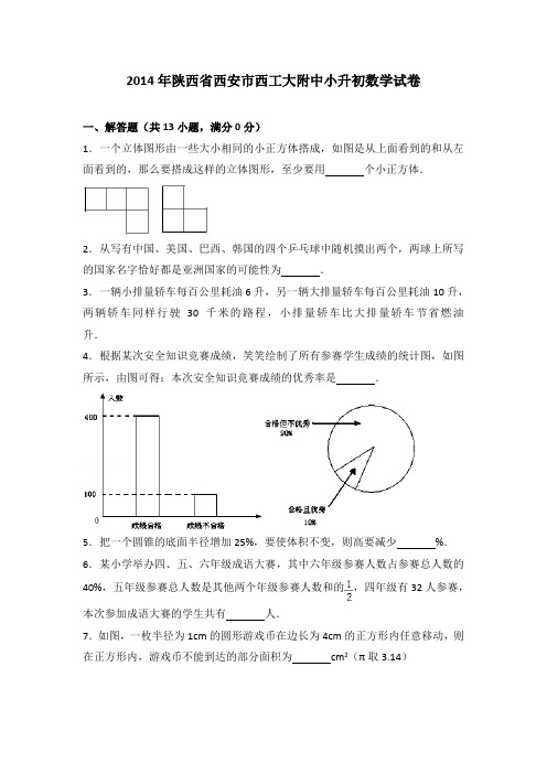 2014年陕西省西安市西工大附中小升初数学试卷