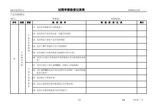 过程审核检查记录表