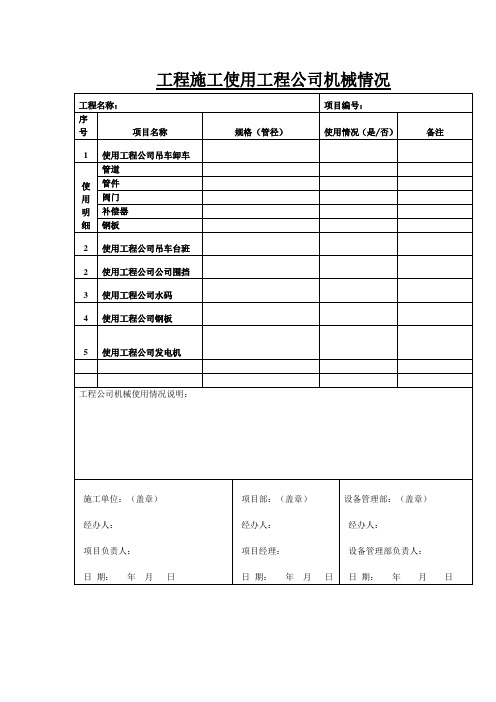 工程施工使用工程公司机械证明2016