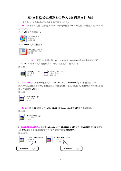 3D文件格式说明及UG导入3D通用文件方法