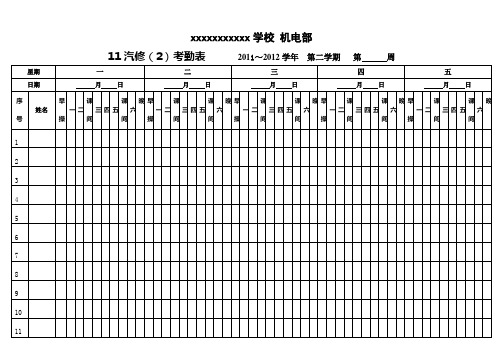 11汽修(2)考勤表