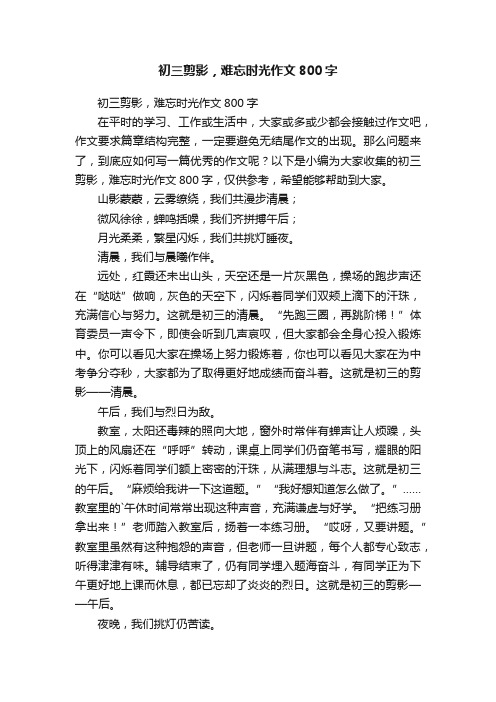 初三剪影，难忘时光作文800字