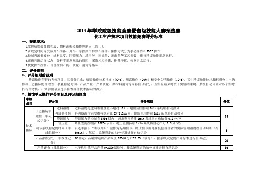 化工生产技术项目技能竞赛评分标准