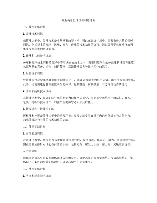 专业高考篮球培训训练计划