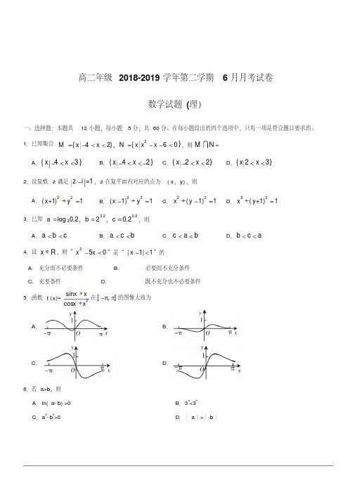 2018-2019学年高二6月月考数学(理)试题含答案