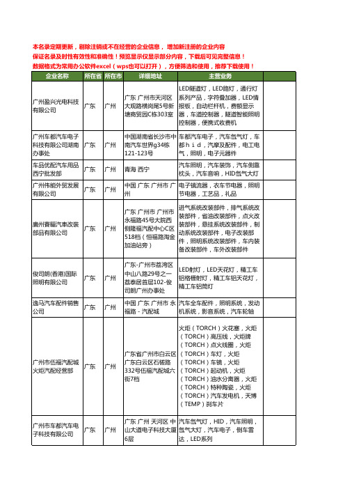 新版广东省广州照明车工商企业公司商家名录名单联系方式大全30家