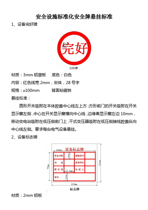 安全设施标准化安全牌悬挂标准