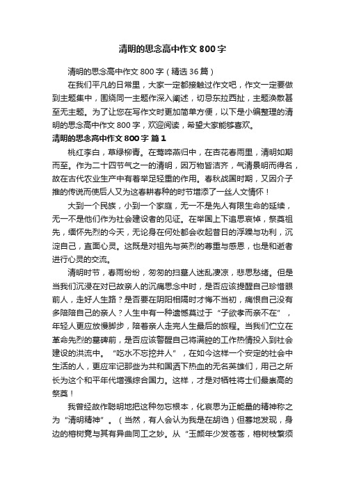 清明的思念高中作文800字（精选36篇）