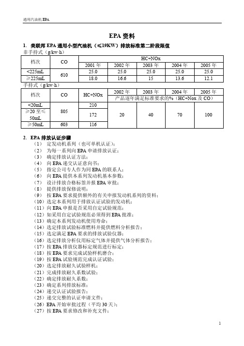 通用汽油机EPA资料