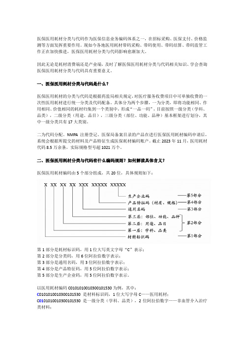 中国医保医用耗材分类与代码