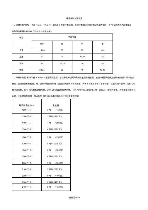 糖尿病饮食简便计算