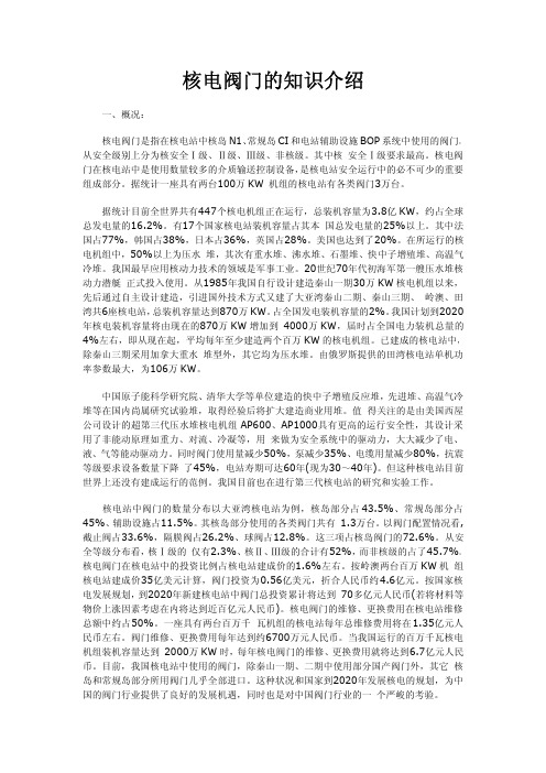 核电阀门的知识介绍