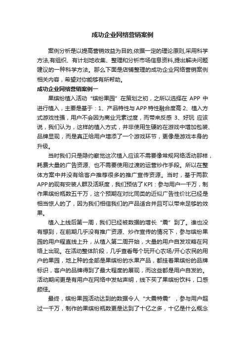 成功企业网络营销案例