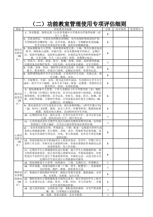 功能教室管理使用专项评估细则