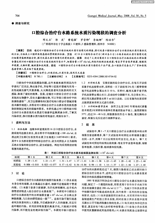 口腔综合治疗台水路系统水质污染现状的调查分析