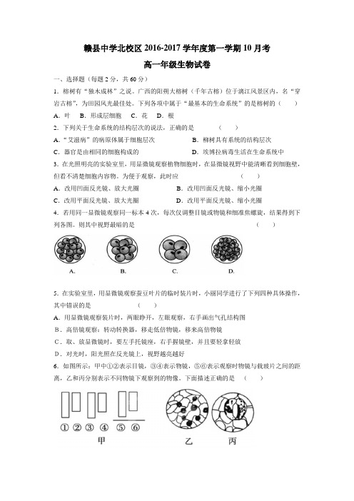 6—17学年高一10月月考生物试题(附答案)(3)