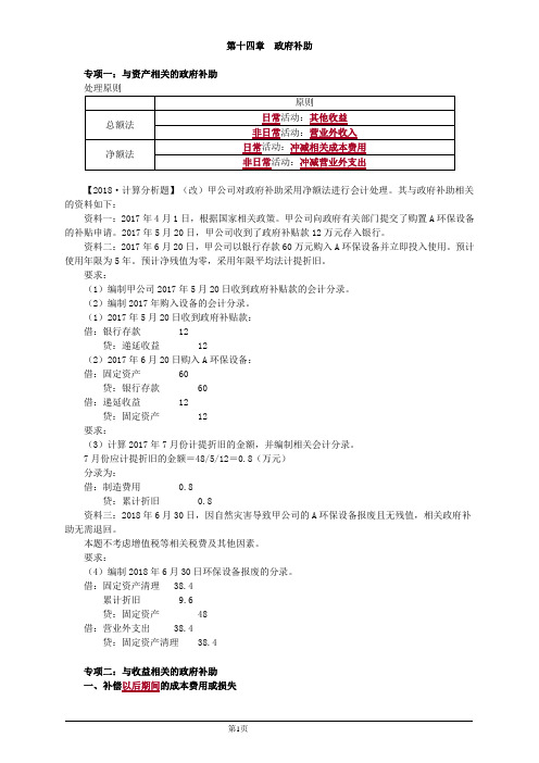 会计职称-中级实务专项突破-第十四章 政府补助