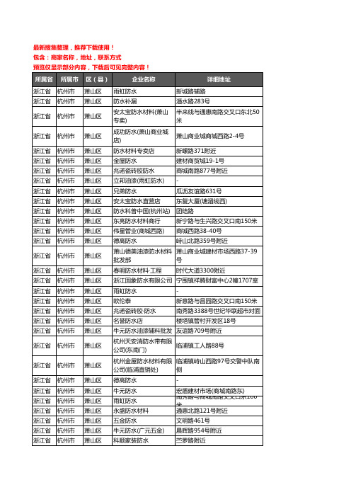 新版浙江省杭州市萧山区防水企业公司商家户名录单联系方式地址大全127家