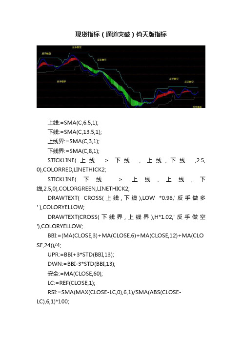 现货指标（通道突破）倚天版指标