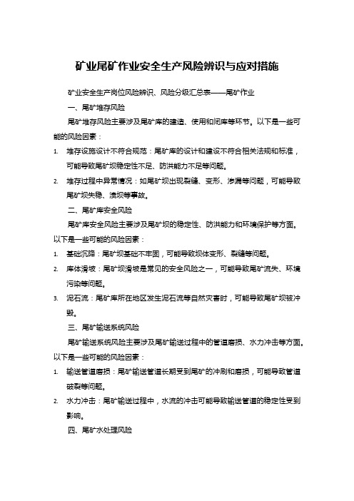 矿业尾矿作业安全生产风险辨识与应对措施