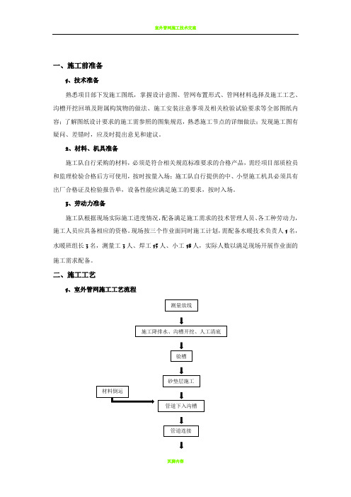 室外管网施工技术交底