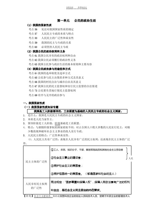 高中政治必修二政治生活第一单元知识点体系