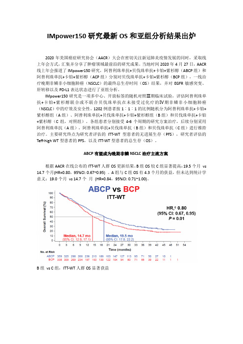 IMpower150研究最新OS和亚组分析结果出炉