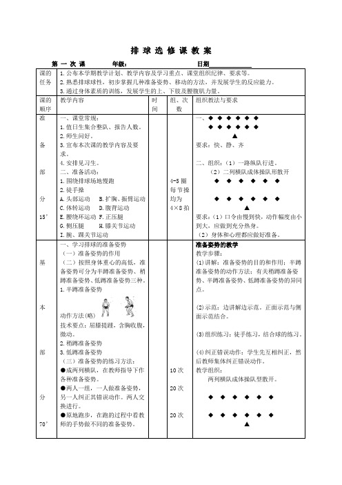 排球选修课教案1